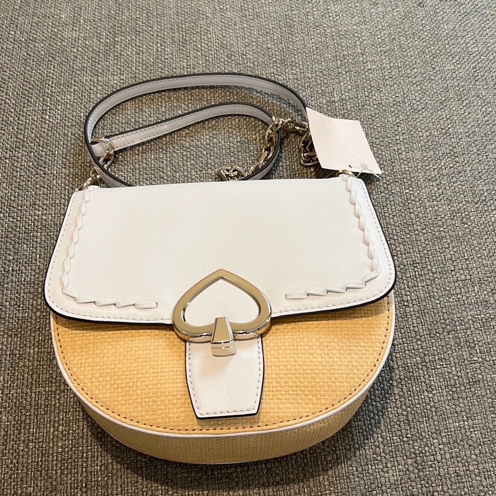 Kate Spade ♠️ Robyn straw medium saddle bag